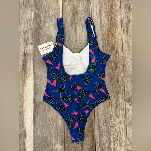 MIAIULIA Women's Retro 80s/90s Inspired High Cut Low Back One Piece Swim Small - Picture 4 of 6